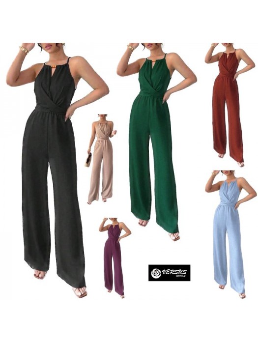 Tuta Pantaloni Eleganti Larghi Donna Woman Wide Trousers Jampsuit Romper 660058B